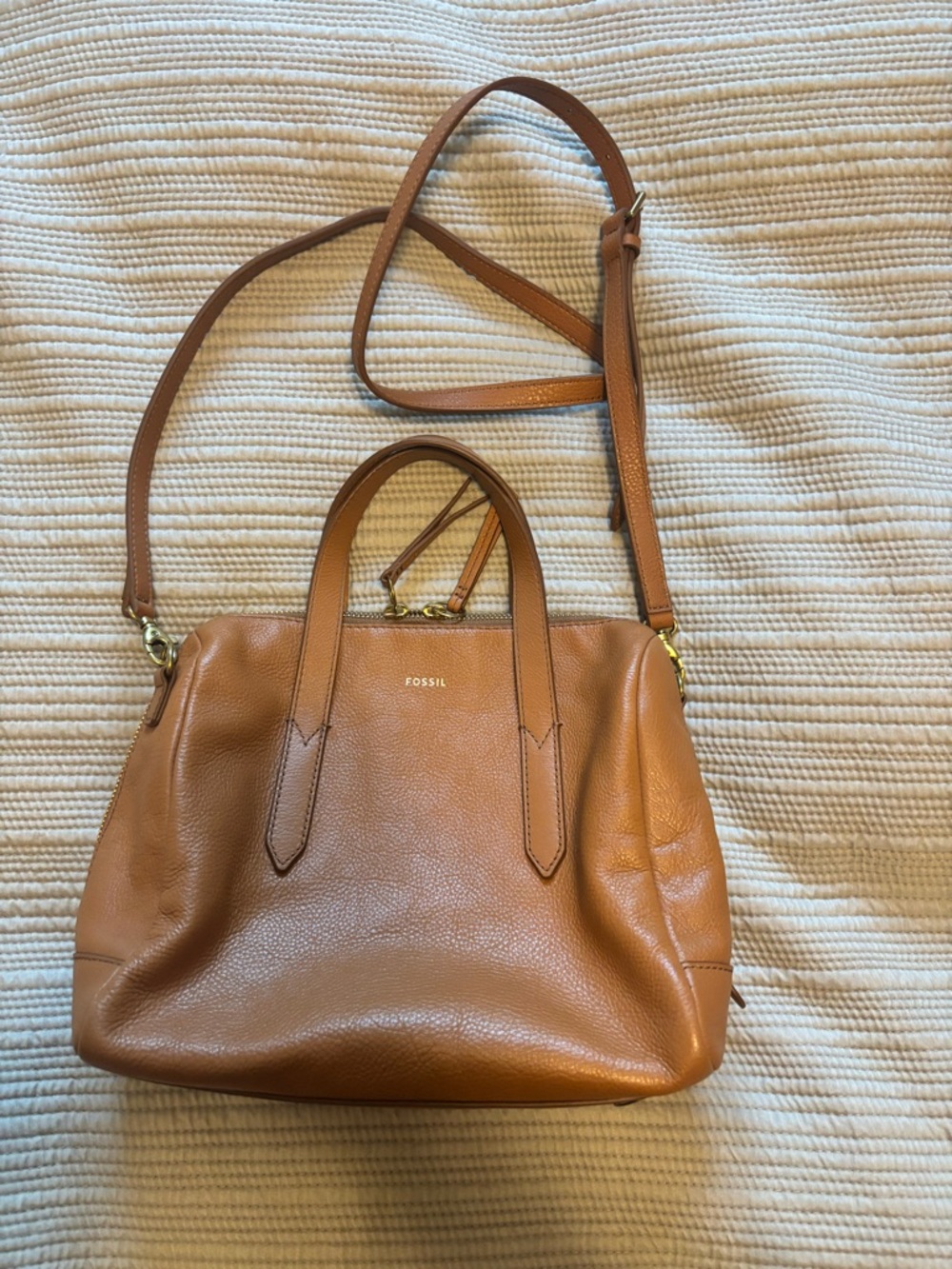 Fossil Sydney tan leather satchel Excellent
